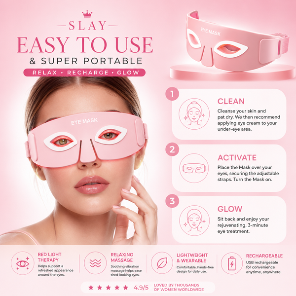 Slay EyeGlow™ Smart Red Light Mask